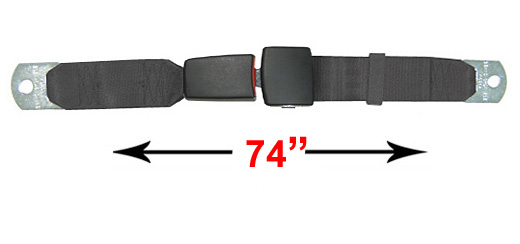 2 Point Seat Belt, End Button Release, 74INCH
