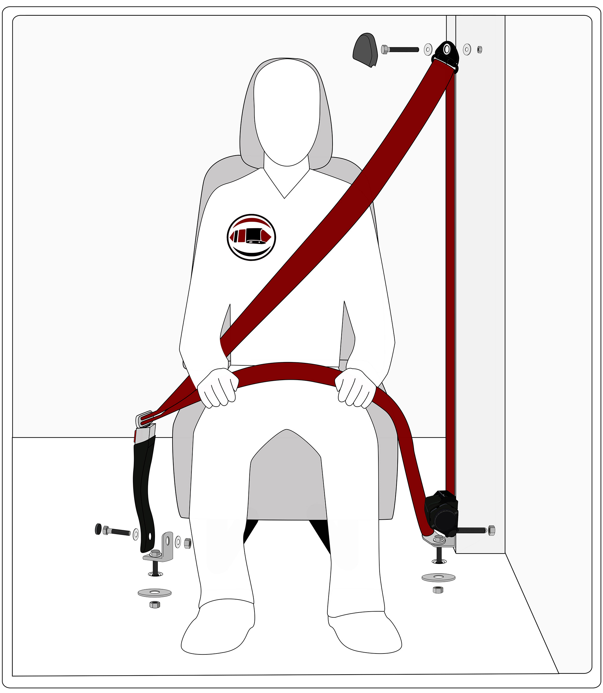 3 Point Retractable Seat Belt With Push Button