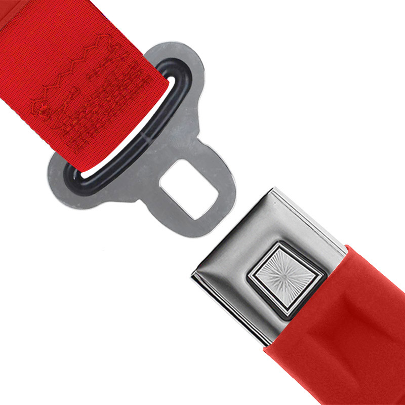 2 Point Retractable Lap Belt With Chrome Push Button, Flame Red