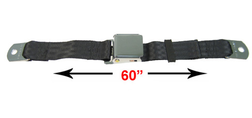 Lap Seat Belt, Chrome Lift Latch, 60 Inch Length