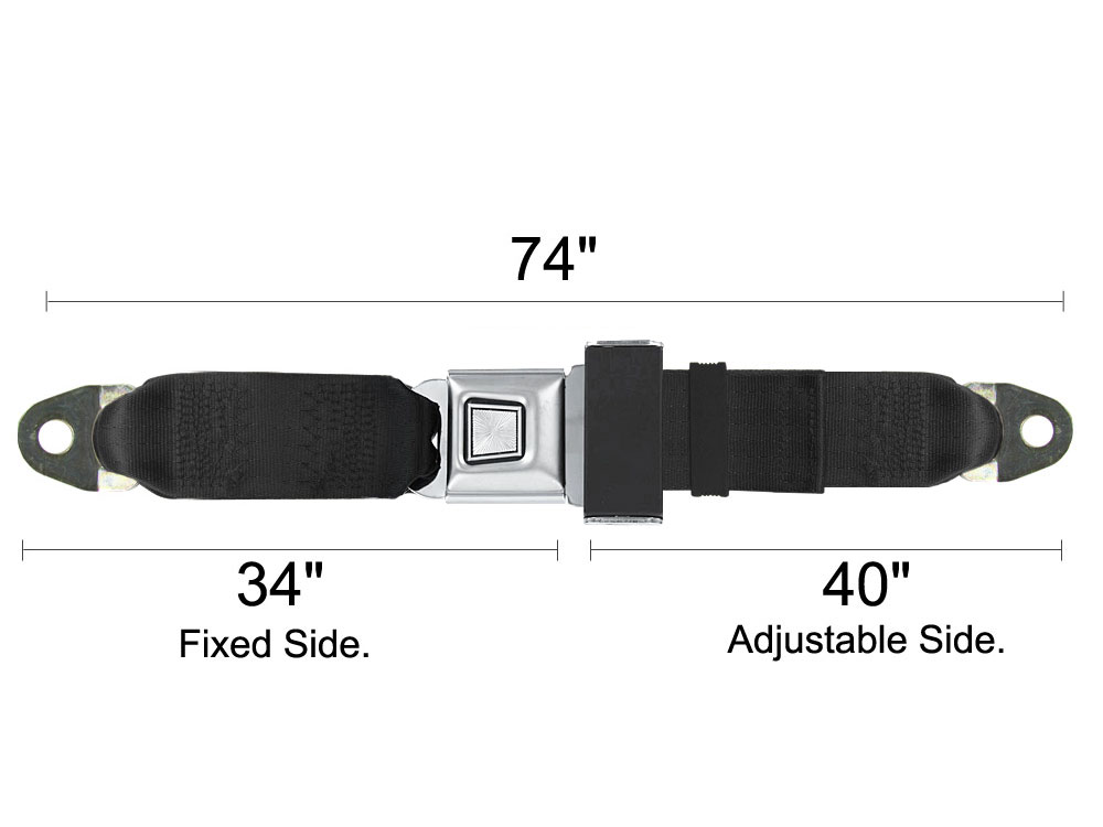 Lap Seat Belt, Metal Button Release, 74 Inch Length