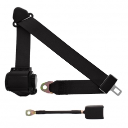 3 Point Retractable Seat Belt - 12 Inch - End Release Buckle - Wired Option