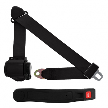 3 Point Retractable Seat Belt With Push Button w/ Contoured Sleeve
