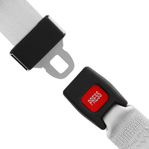 3 Point Retractable Seat Belt, Push Button, White