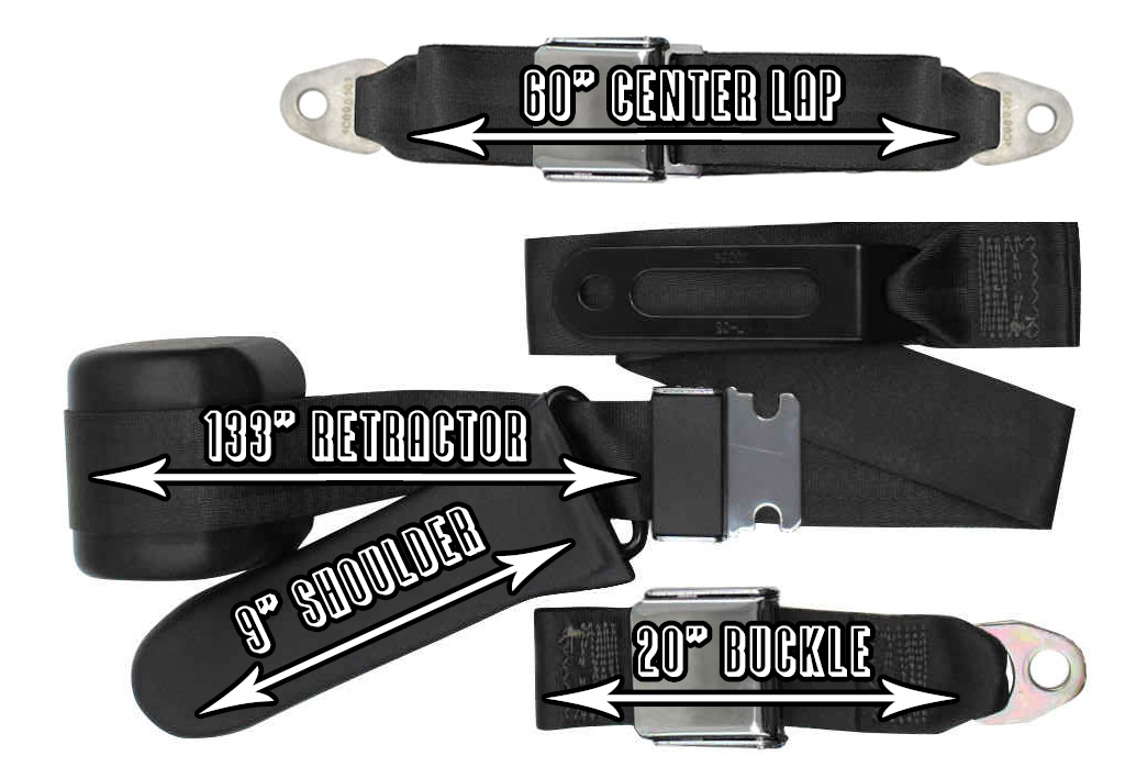 196467 Mopar A Body, 3Point Conversion Seat Belts, Bench Replacement