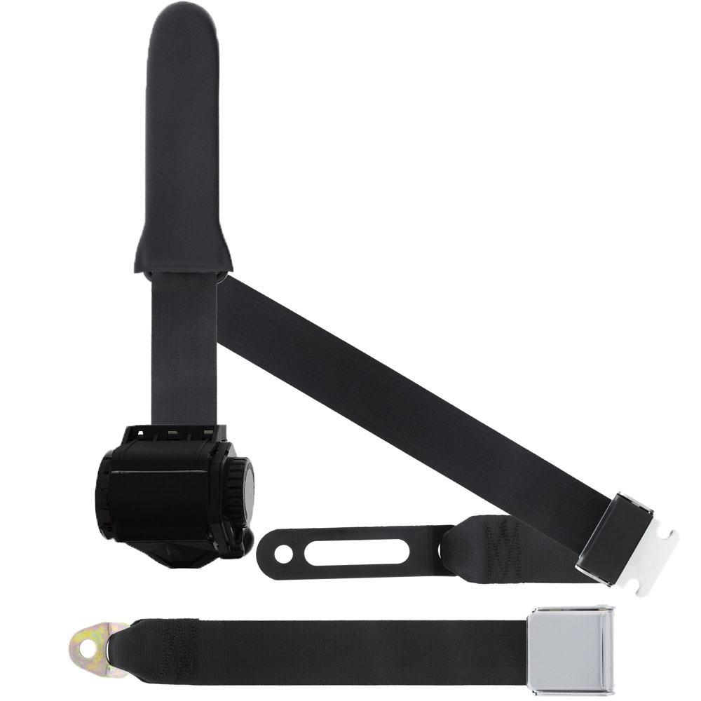 3 Pt Seat Belt, Chrome Lift Latch, Soft Sash, Black