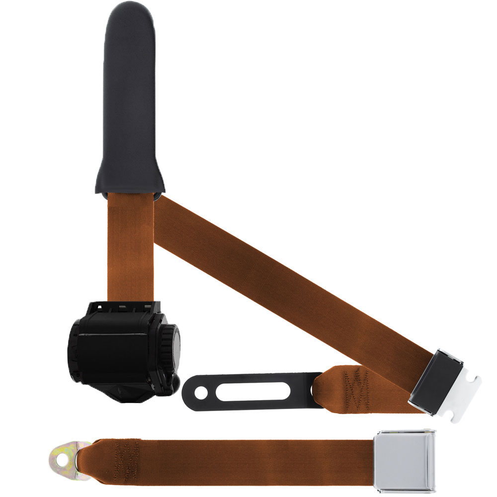 3 Pt Seat Belt, Chrome Lift Latch, Soft Sash, Brown
