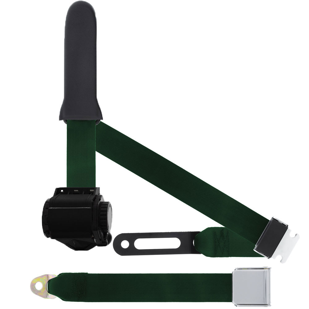 3 Pt Seat Belt, Chrome Lift Latch, Soft Sash, Dark Green