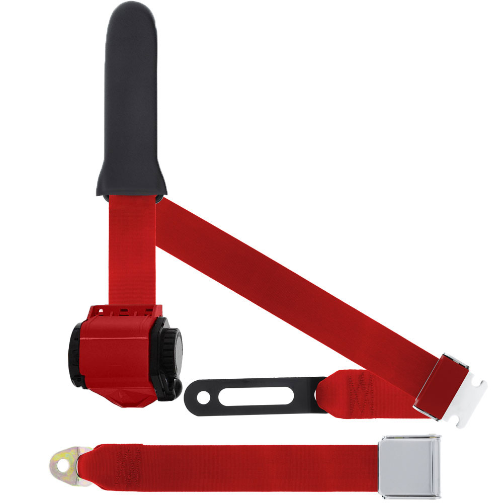 3 Pt Seat Belt, Chrome Lift Latch, Soft Sash, Flame Red