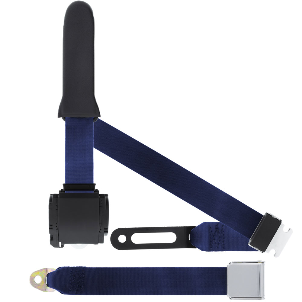 3 Pt Seat Belt, Chrome Lift Latch, Soft Sash, Navy