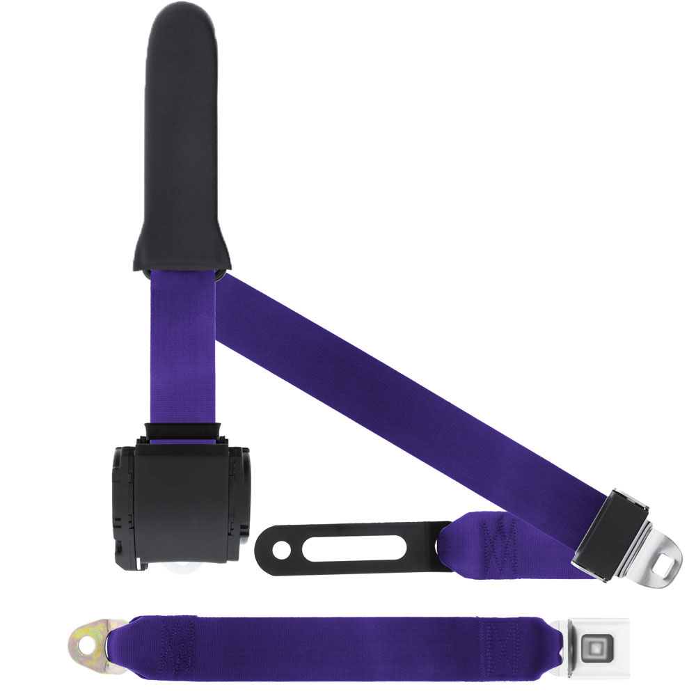 3 Pt Seat Belt, GM Push Button, Soft Sash, Purple
