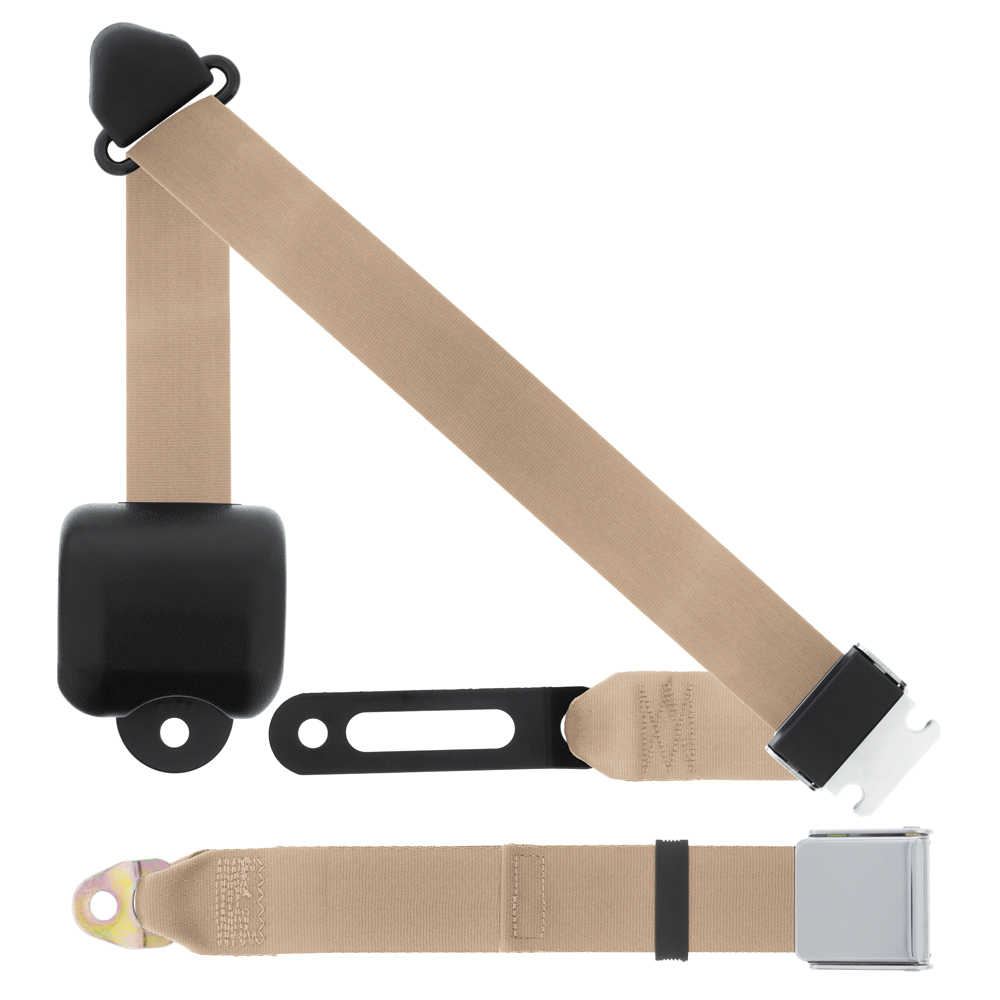 Beiger Automatic 3-Point Seatbelt – VW Bulli T1, T2, LT – German Quality – New Oldtimer