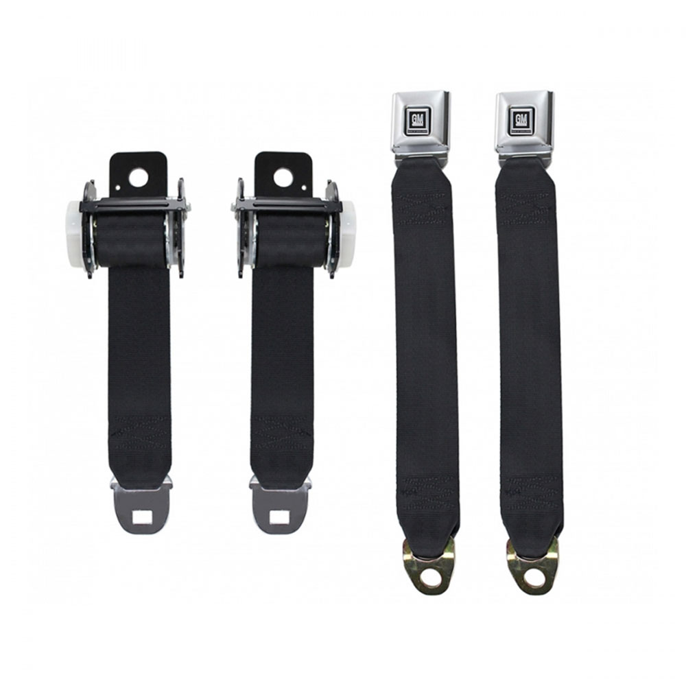 Andover 74" Black Non-Retractable Lap Seat Belts (2) With Mounting Kit