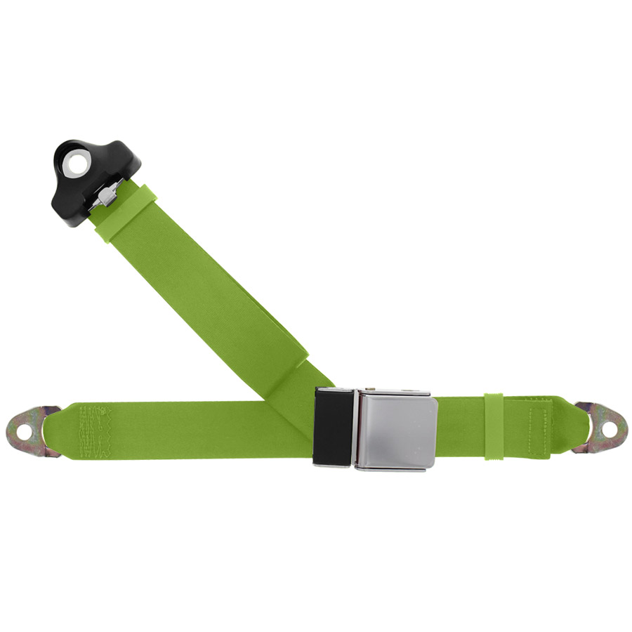 3 Point Seat Belt With Chrome Lift Latch, Lime Green