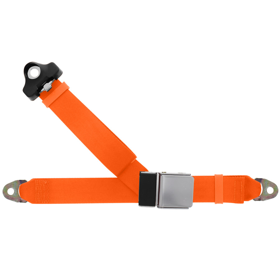 3 Point Seat Belt With Chrome Lift Latch, Orange