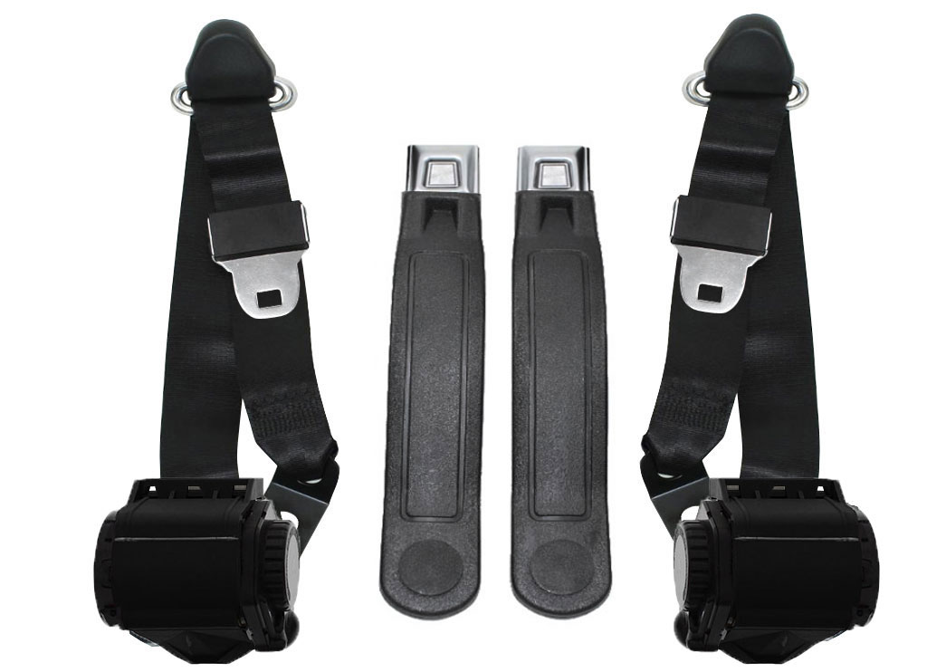 1964-75 GM 3-Point Seat Belt Kit for Bucket Seats, Push Button
