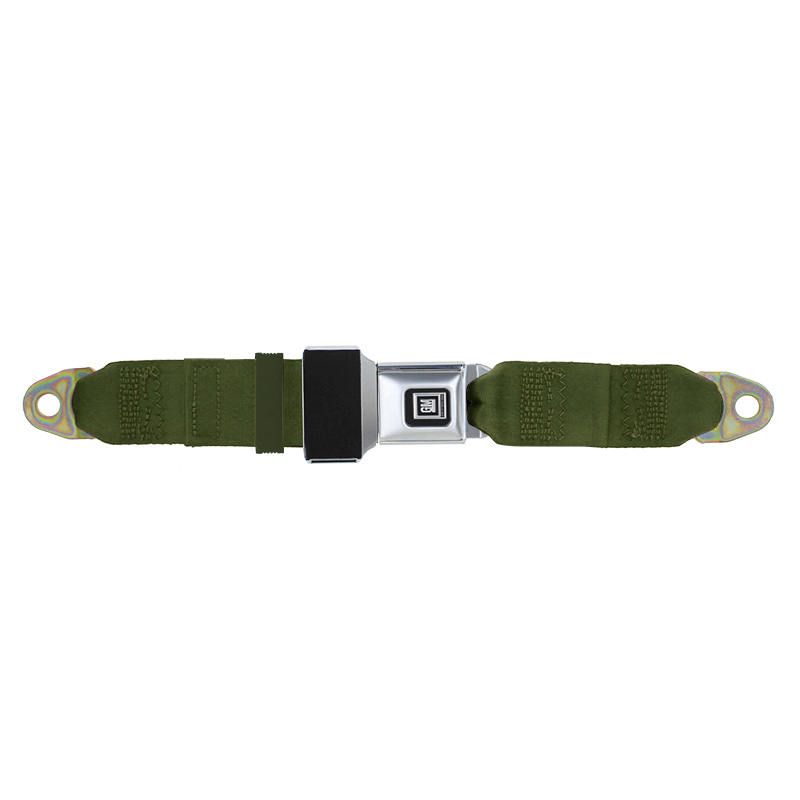 GM Lap Seat Belt, Metal GM Logo Push Button, Military Green