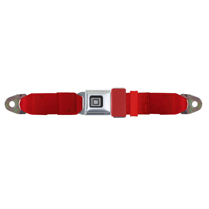 GM Lap Seat Belt, Metal GM Logo Push Button, Flame Red