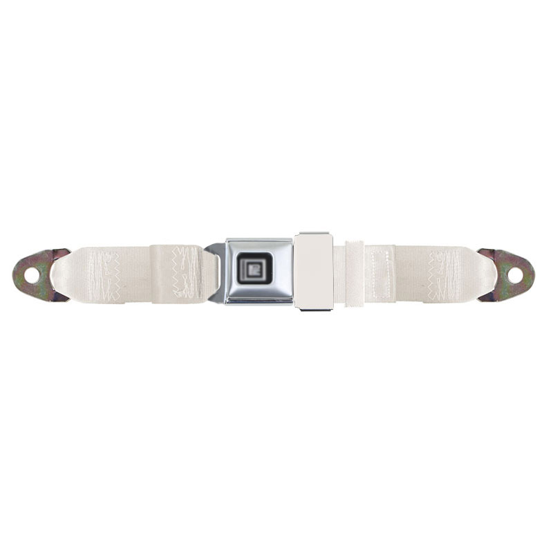 GM Lap Seat Belt, Metal GM Logo Push Button, White