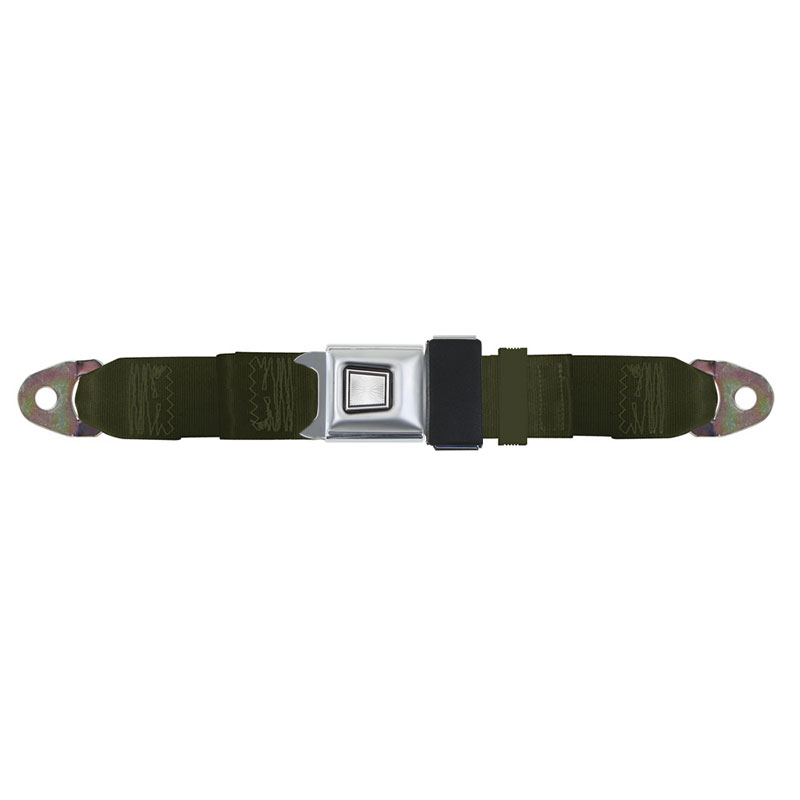 Lap Seat Belt, Metal Button Release, Military Green