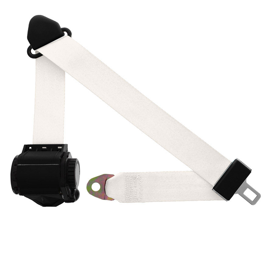 3 Point Retractable Seat Belt with End Release, White