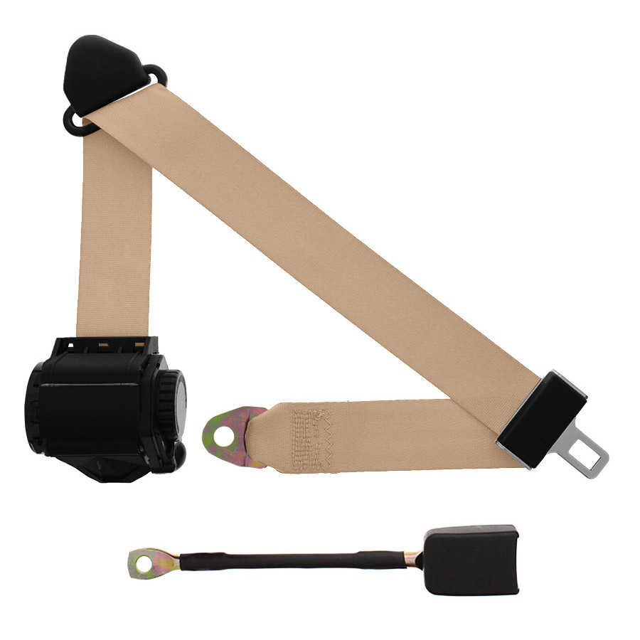 3 Point Retractable Seat Belt with End Release, Desert Tan Replacement Seatbelts, Seat Belts
