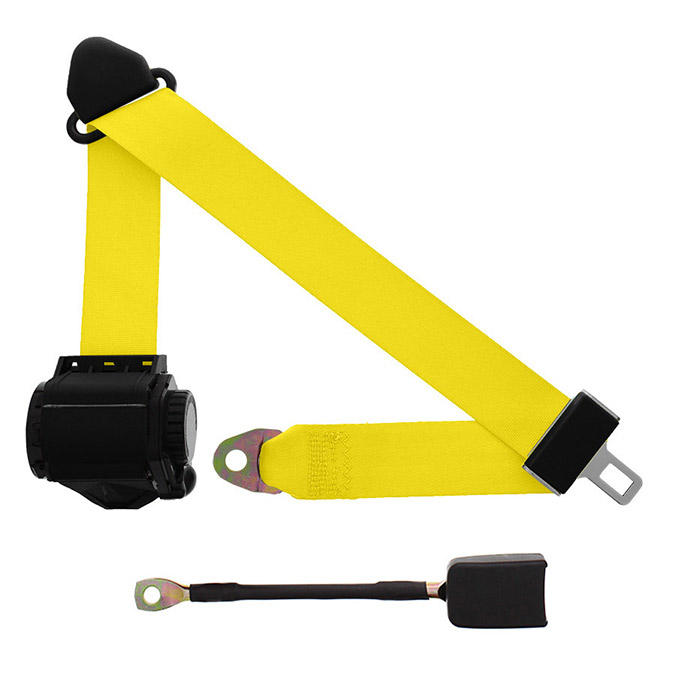 3 Point Retractable Seat Belt with End Release, Yellow