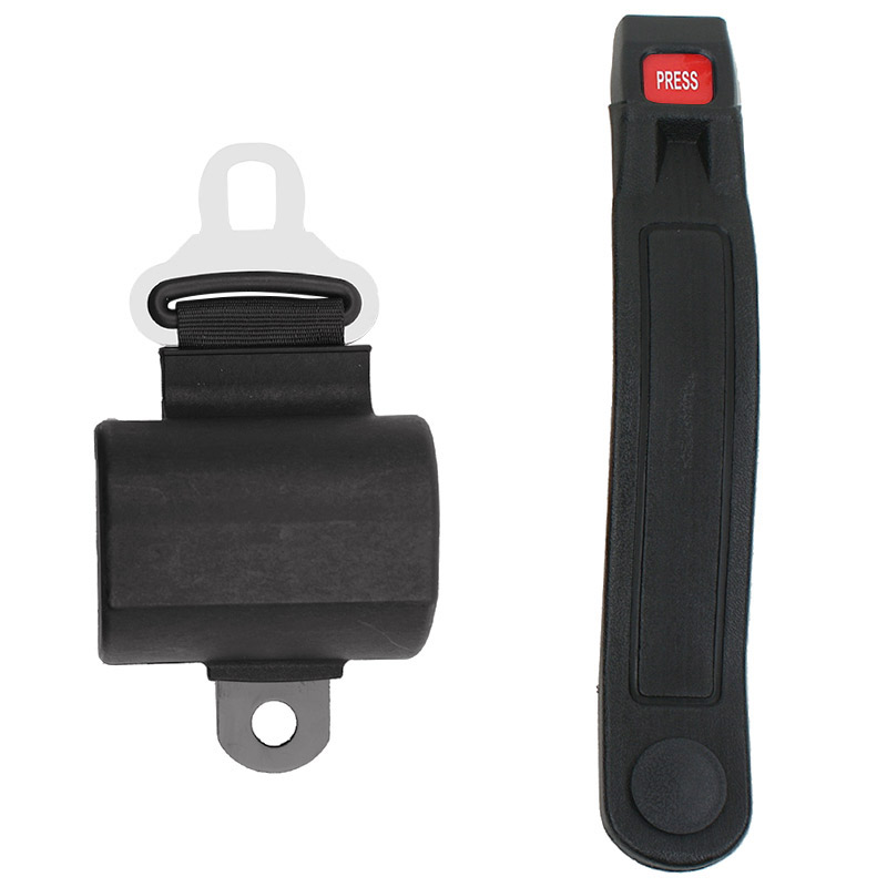Industrial Retractable Lap Belt, 4" Retractor, 12" Plastic Push Button Replacement Seatbelts